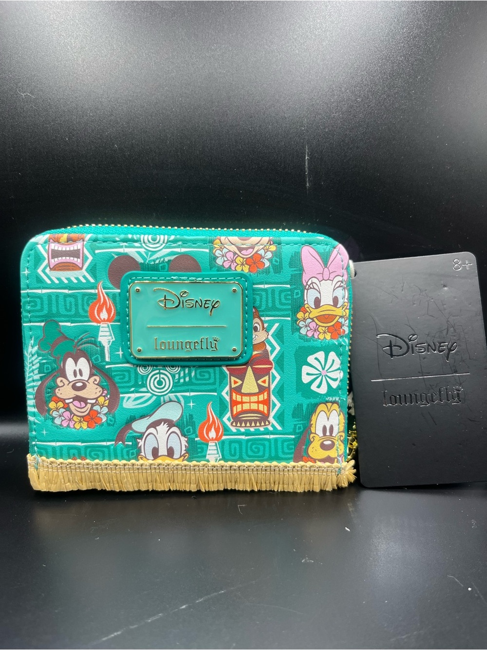 Loungefly Teal Disney Tiki Kids Zip Wallet with Fringe